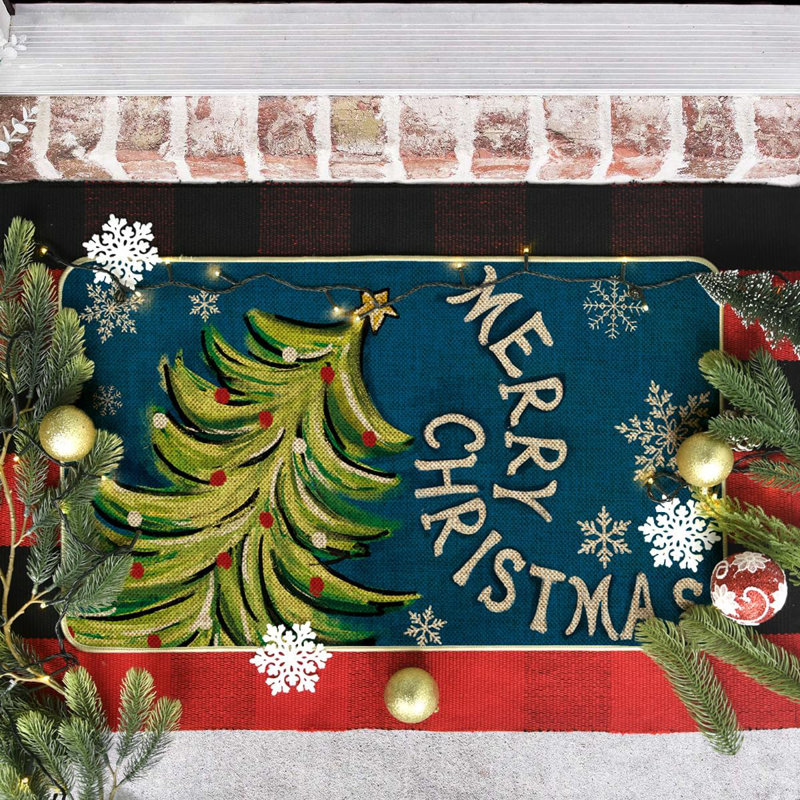 Paillasson Joyeux Noël, sapin de Noël, flocon de neige, Île Seymour Nord, Galapagos