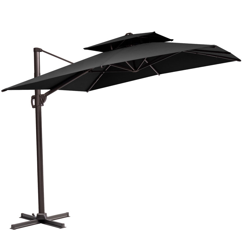 Parasol carré Haru, H 14,57 po x l 108 po x P 132 po, Noir
