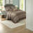 Luxurious Reversible Jacquard Bedding Set, Microfiber Brown Gold Queen