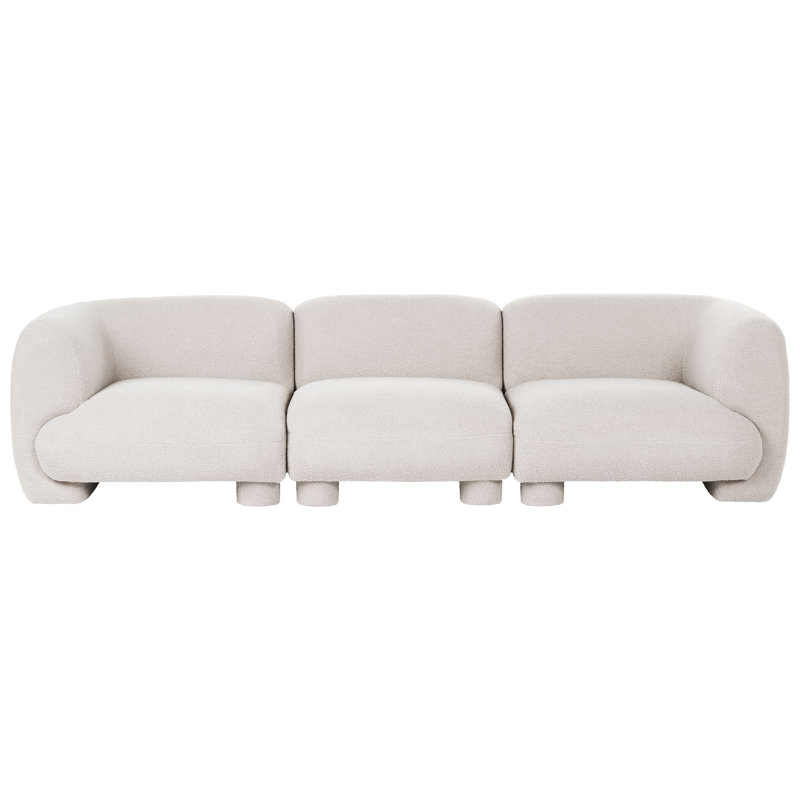 Ceonna 3 Seater Boucle Sofa, White Boucle, White