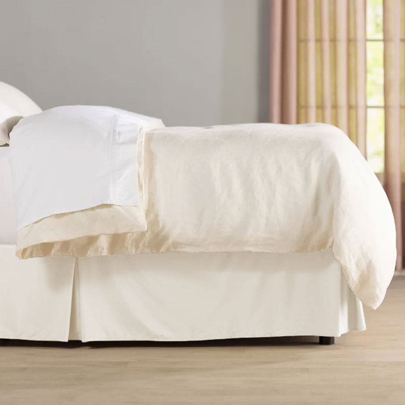 14" Soft Microfiber Bed Skirt - Basics by Wayfair™, King, Coconut Milk