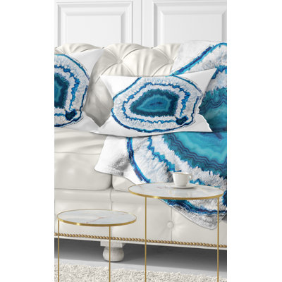«Blue Agate Crystal», toile abstraite - coussin imprimé abstrait