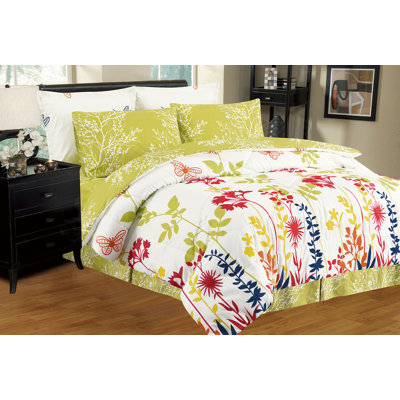 Box Stitch Floral Comforter Set