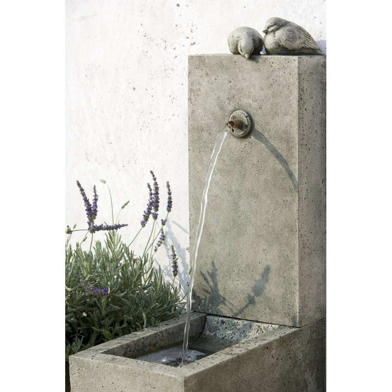 Hand Crafted Weather Resistant Column Fountain, Alpine Stone