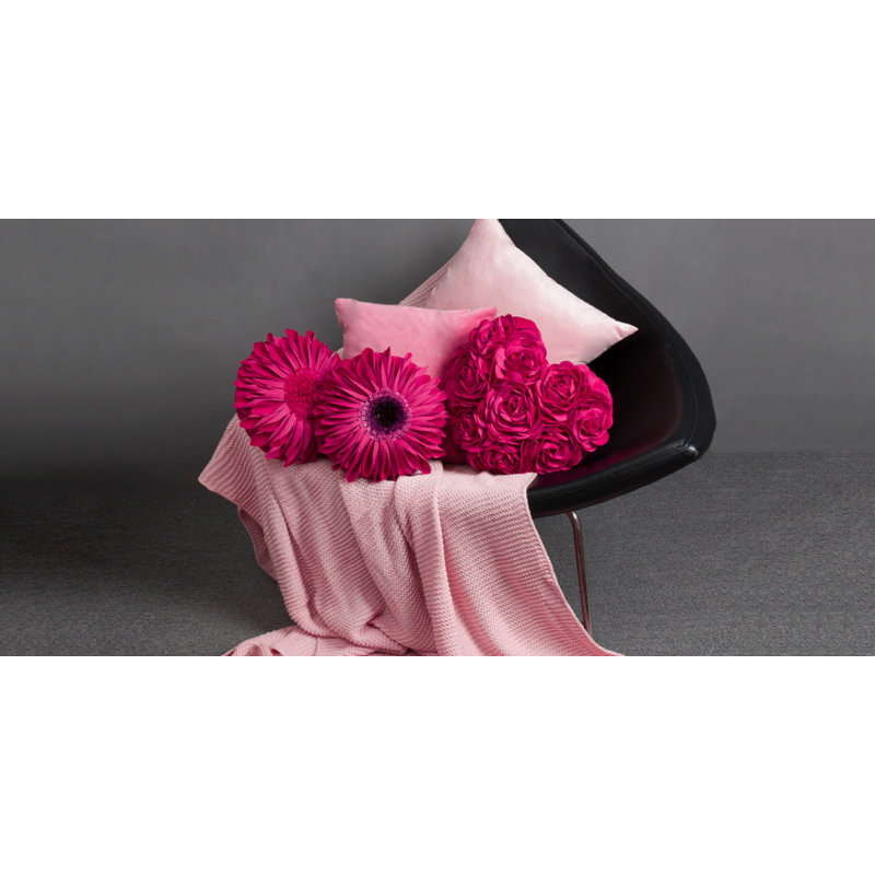  3D Flower Throw Pillow Cover Aesthetic Valentines Day Accent Pillow Case Cushion Cover, Rose Red