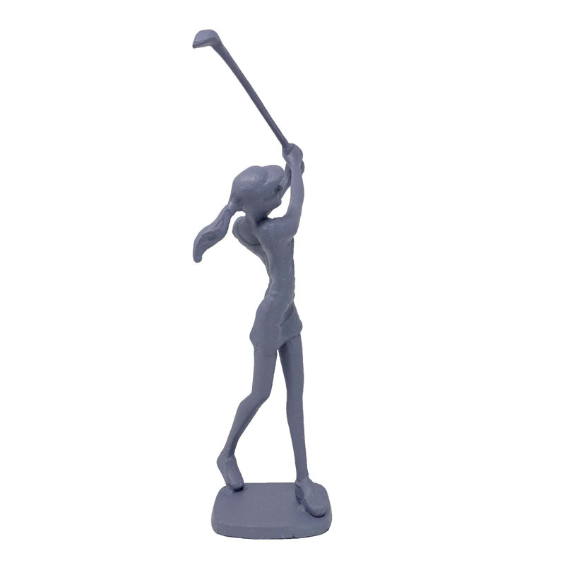 GOLFER LADY Iron Figurine 29cm, Grey Shimmer