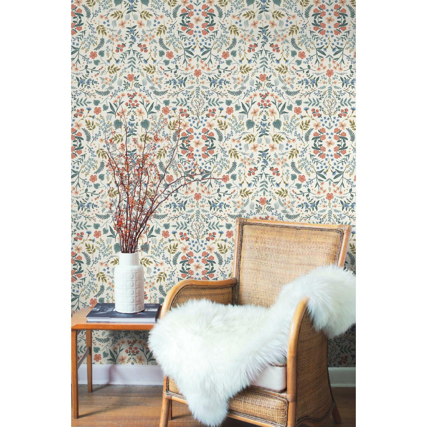 Wildwood Wallpaper Double Roll, Beige/Coral