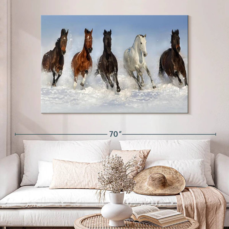 Crowle Horses dans la neige, H 34 po x l 51 po