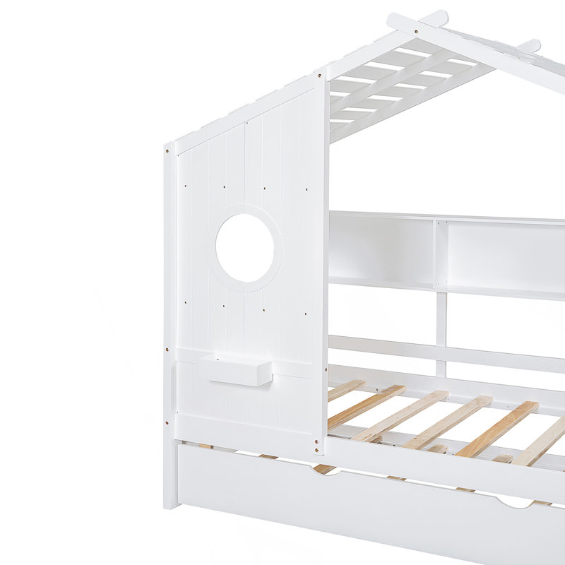 Lit en bois avec couchette, Lit simple, Blanc