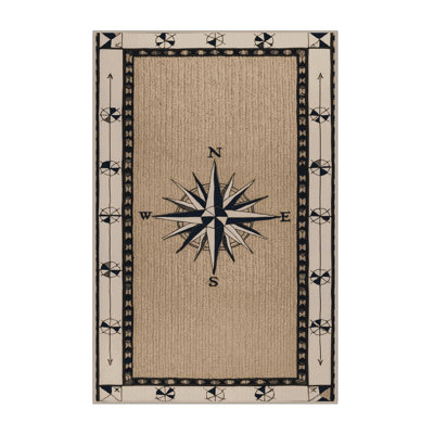 Washable Compass borders Nautical Area Rug