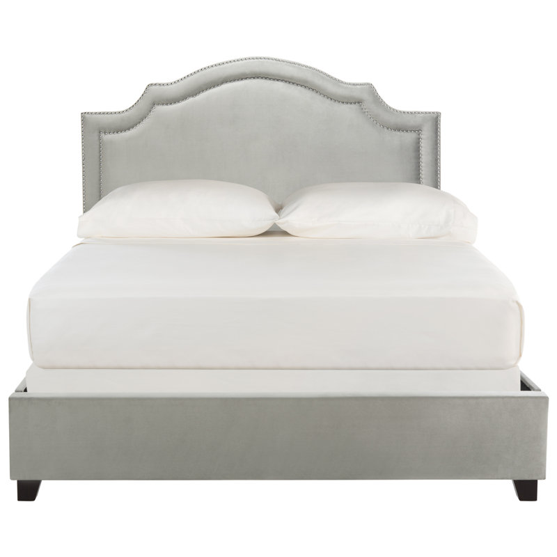 Upholstered Standard Bed, Full, Gray/Silver