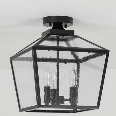 Ormand 3-Light Outdoor Flush Mount Lantern Ceiling Light for Porch & Entryway, Weather Resistant IP23