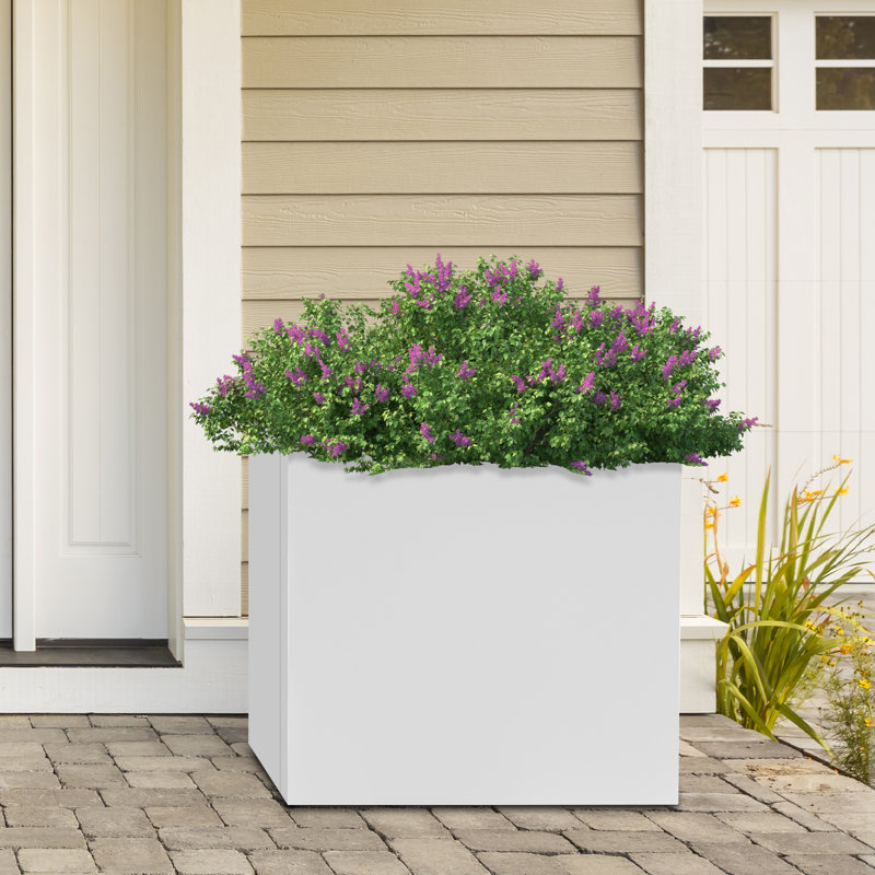 Boîte à fleurs cubique pour jardin, H 20 po x l 20 po x P 20 po, Blanc