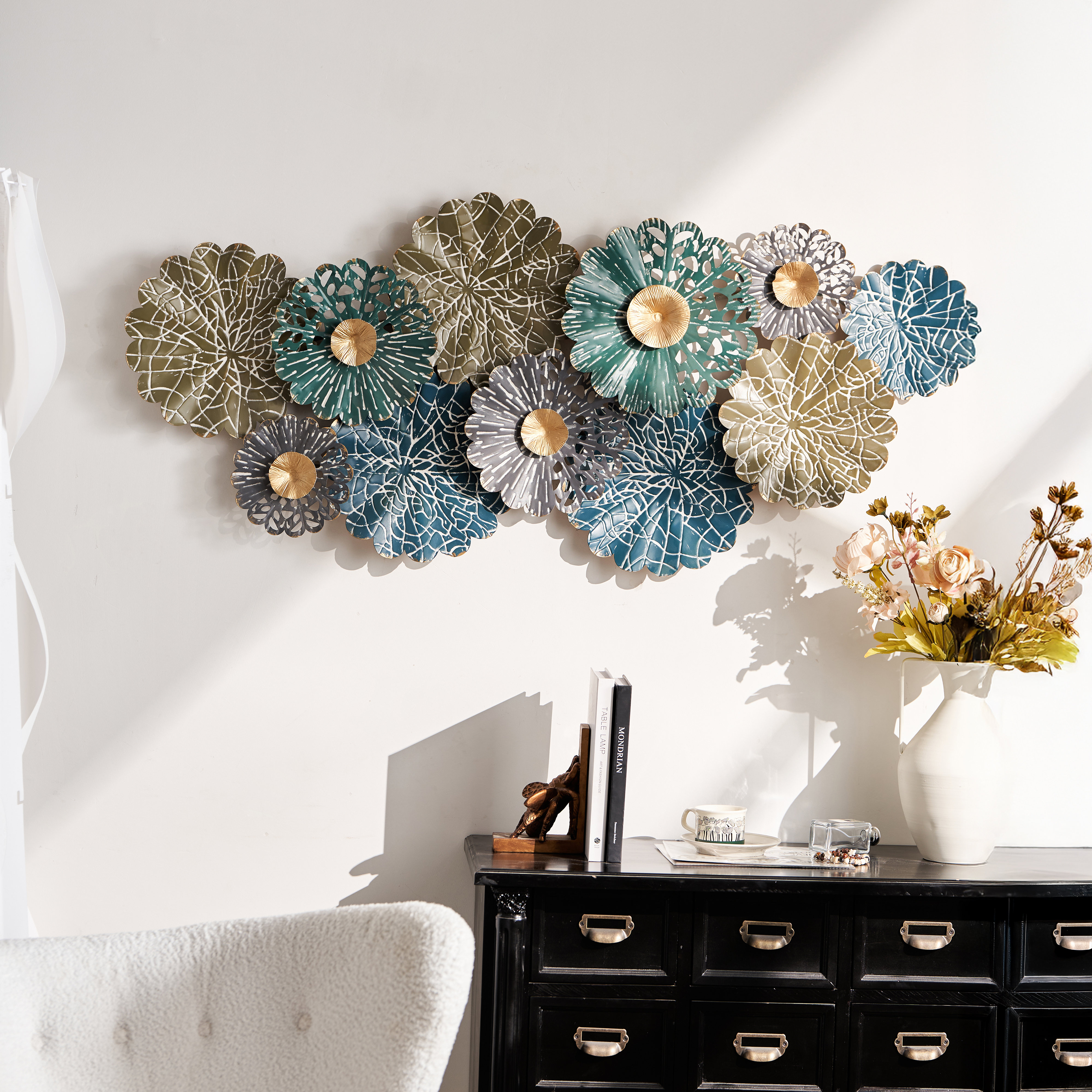 Red Barrel Studio® Handcrafted 3D Metal Floral Wall Decor with Hollow