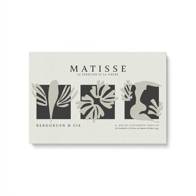 Le trio «The Parakeet and the Mermaid» par Matisse, H 20 po x l 30 po, Toile tendue