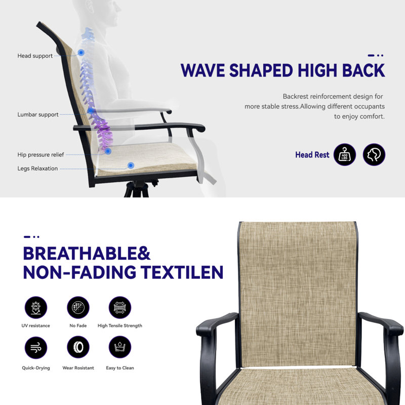 Ensemble de 2 chaises de salle à manger pivotantes pour l'extérieur