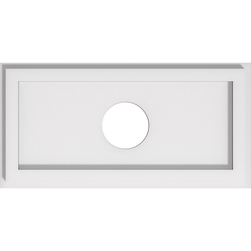 Rectangle Architectural Grade PVC Contemporary Ceiling Medallion 3" Inside Diameter, 8" H x 16" W x 1" D
