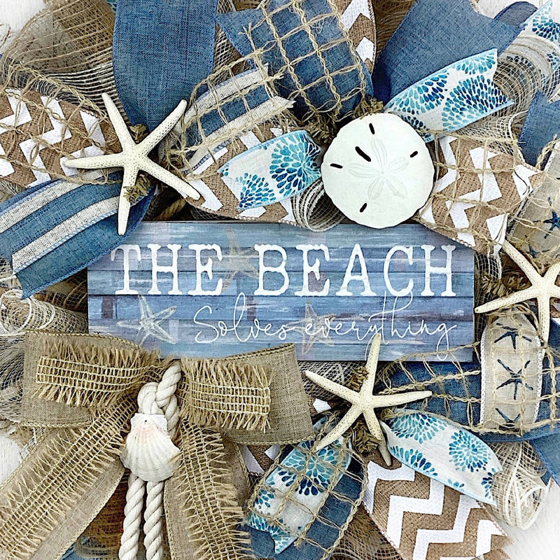 La plage résout tout, couronne de toile de jute