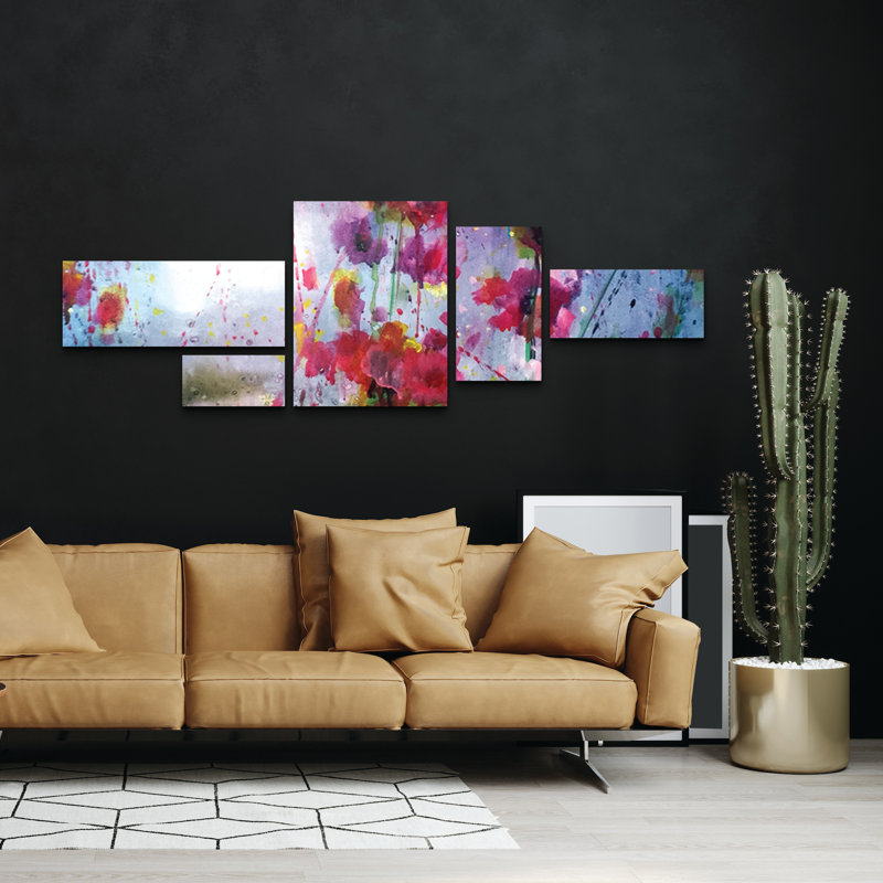 Ensemble de 5 panneaux muraux - Jennifer Taylor Art «Light At The Lake», art mural sur toile pour le salon, la chambre à coucher ou le bureau 