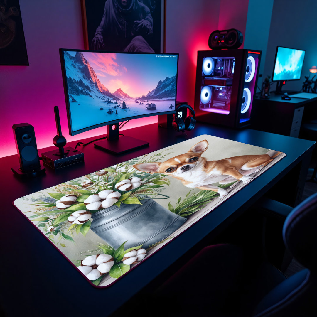 Chihuahua Cotton Floral Desk Mat