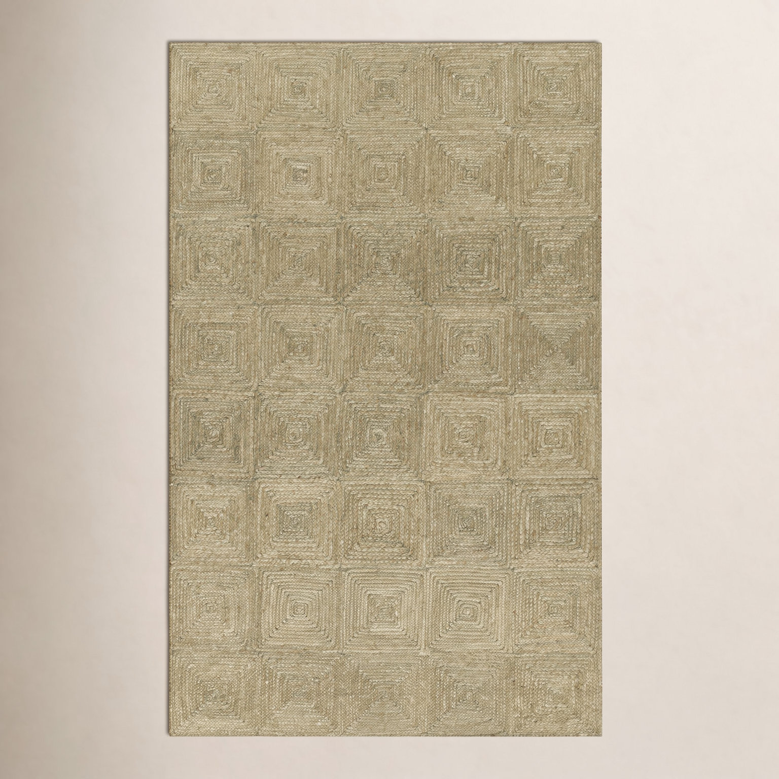 Mykonos Green Hand-Woven Geometric Jute Rug, Rectangle 2' x 3'