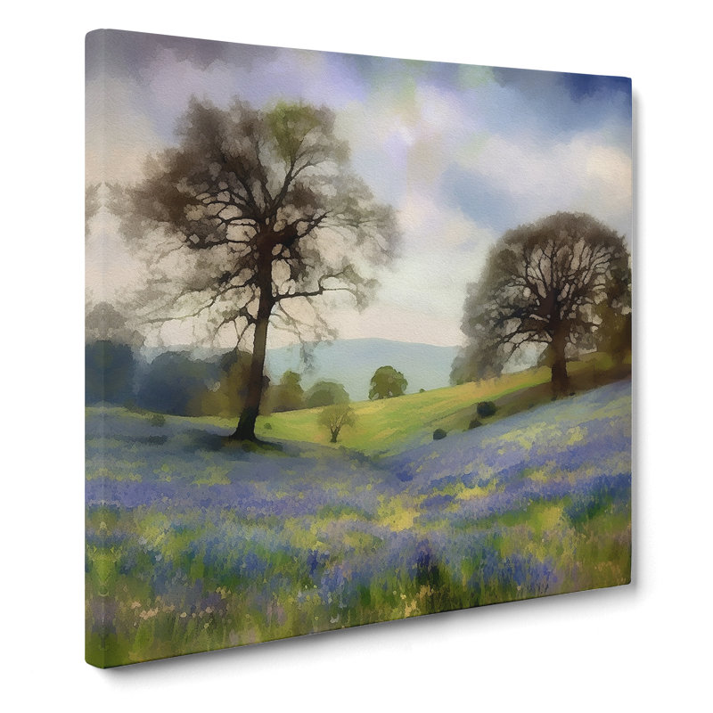 Bluebell Field Digital Art - Print, 50cm H x 50cm W x 3cm D