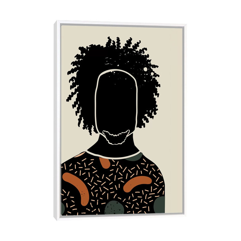 «Black Hair IX», reproduction d'impression, Pas de tapis, H 40 po x l 60 po x 1,5 po, Toile blanche encadrée