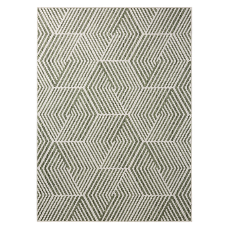 NICOLE MILLER NEW YORK Patio Country Ombre Geo Outdoor Area Rug, Green/Cream, Rectangle 7'9" x 10'2"