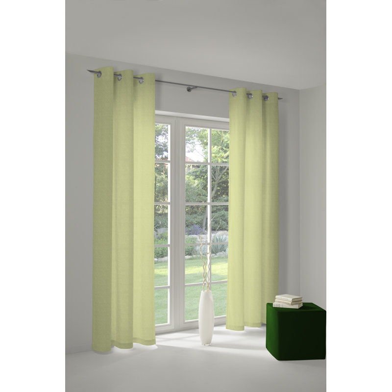 Salguero Eyelet Opaque Single Curtain, 145cm Width x 145cm Drop, Green