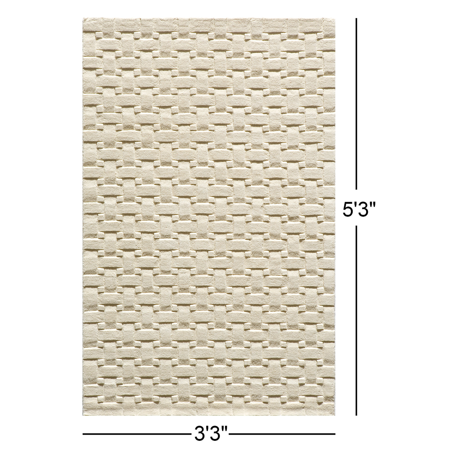 Carissa Ivory Hand-Tufted Geometric Wool Rug, Rectangle 3'3" x 5'3"