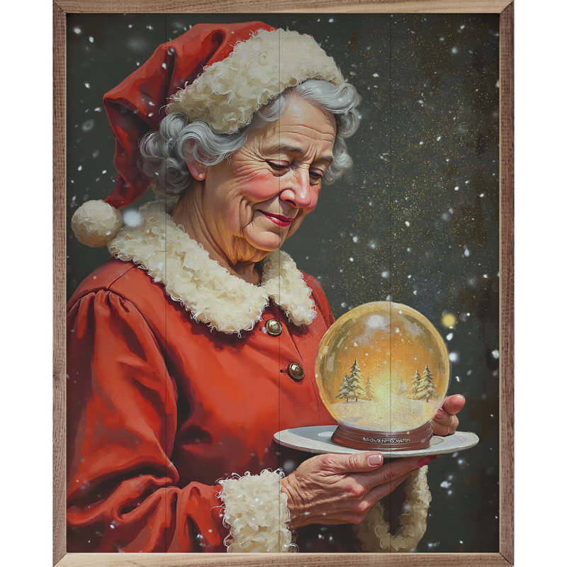 Mme Claus avec globe de neige, H 20 po x l 16 po