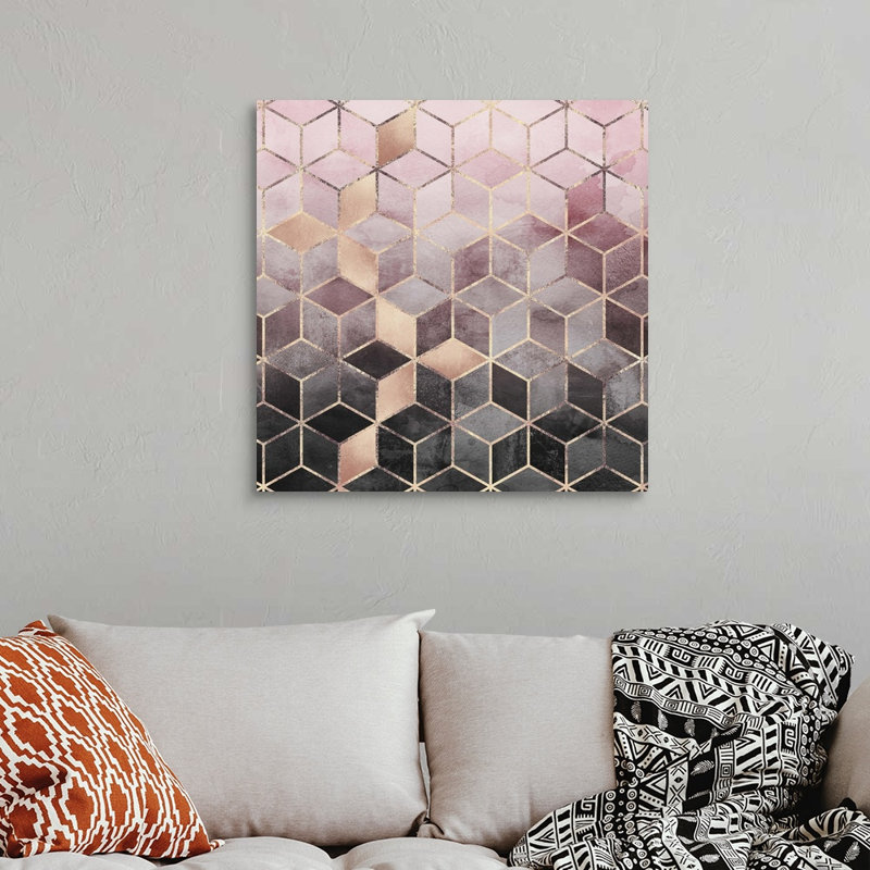 " Pink Grey Gradient Cubes ", Wrapped Canvas, 30" H x 30" W x 1.25" D