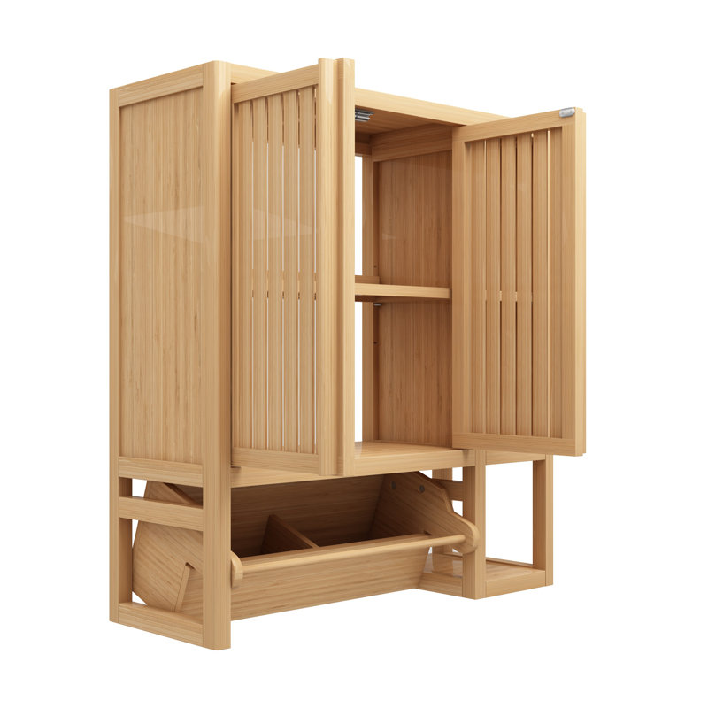 Armoire murale en bambou avec portes et 2 tablettes Savinr