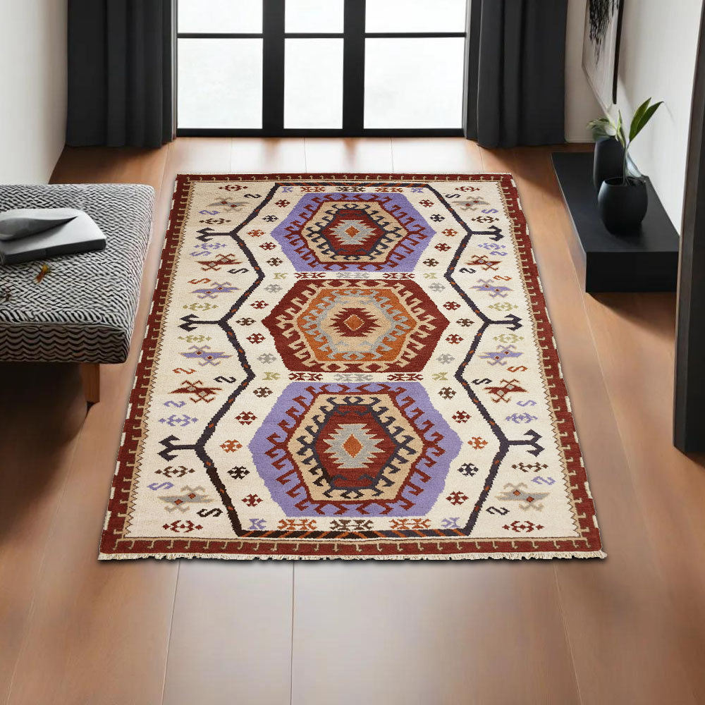 Multicolor Silk and Wool Handmade Oriental Area Rugs, Hand Knotted, Rectangle Shape Bungalow Rose Rug 
