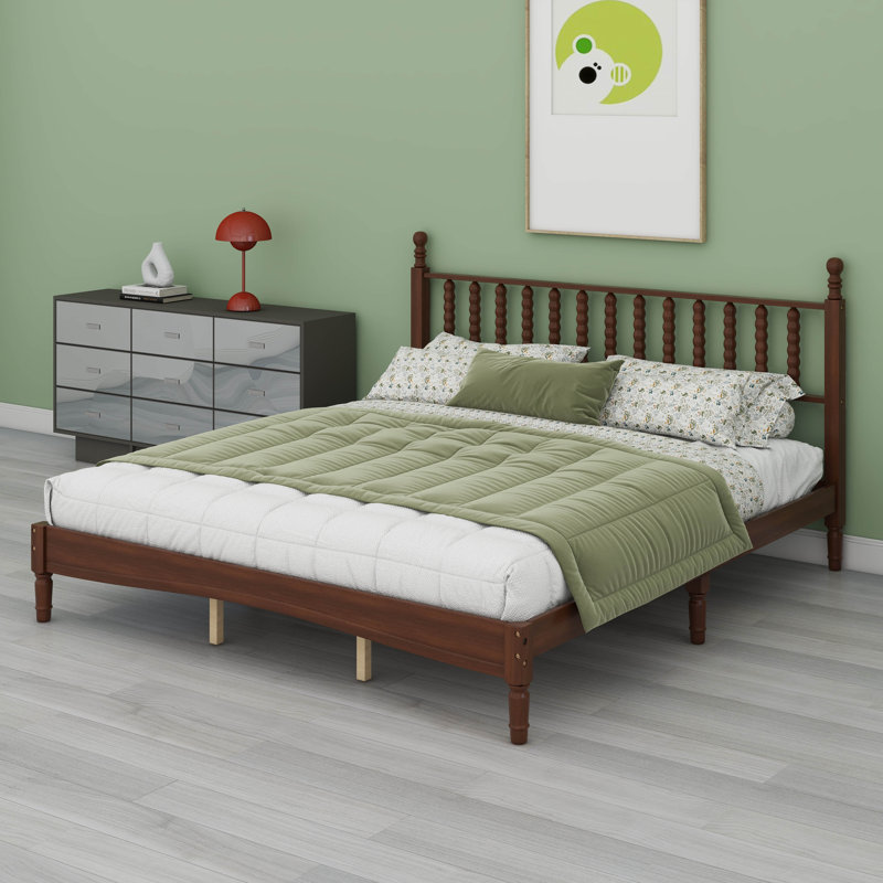 Cadre de lit plateforme en bois avec tête de lit, cadre de lit très grand rétro avec tête de lit en forme de gourde
