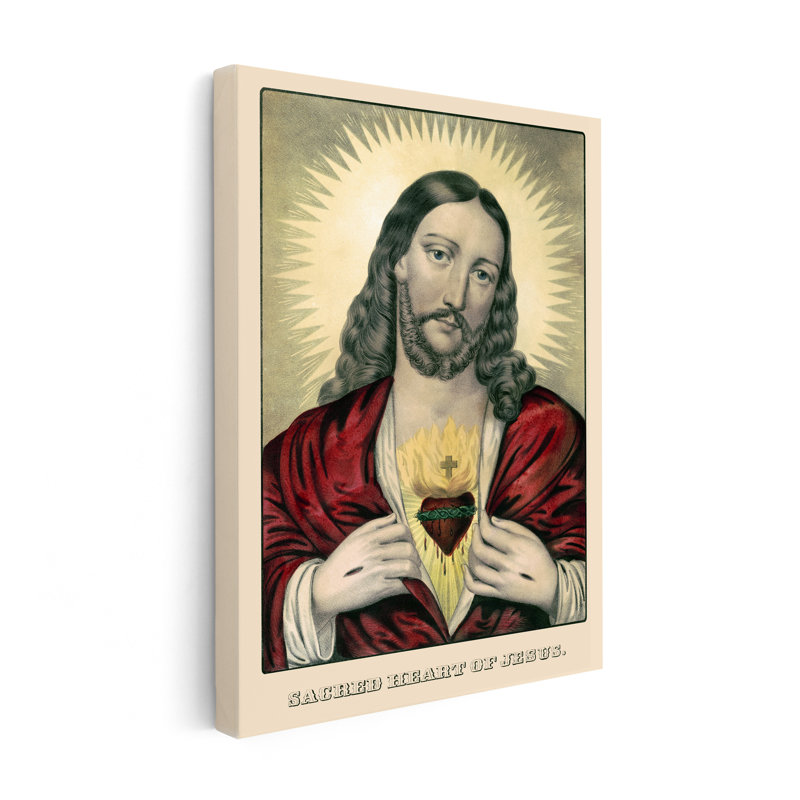 Sacré-Cœur de Jésus No2, Affiche, 24"H x 32"W, Encadrement blanc