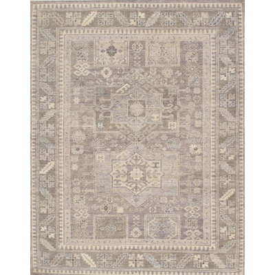 Tribal Hand-Knotted Taupe Wool Area Rug