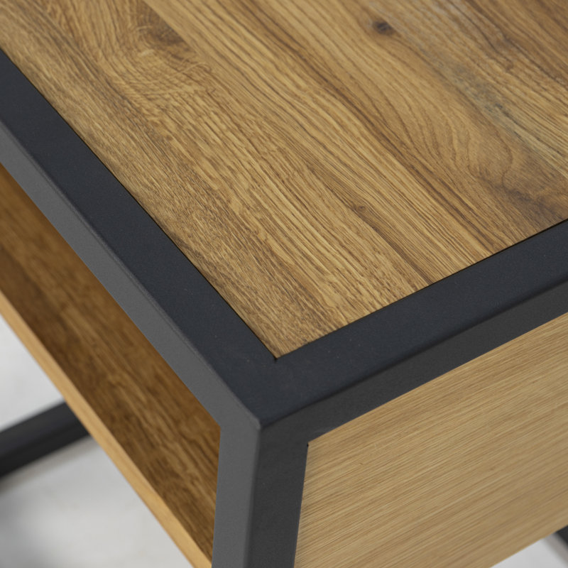 40cm W Steel Bedside Table, Natural