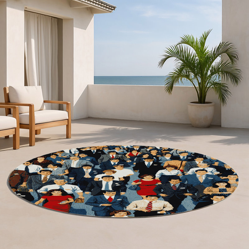Tapis intérieur et extérieur gris Transport, Rond 5 pi