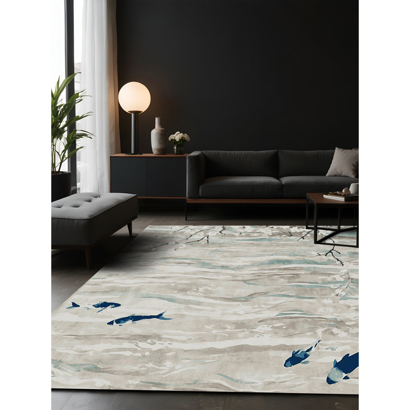 Tapis gris soyeux et moelleux, Rectangle 7 pi x 10 pi