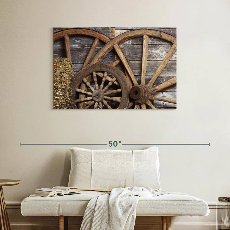Mehar Old Cart Wheels, 26" H x 39" W