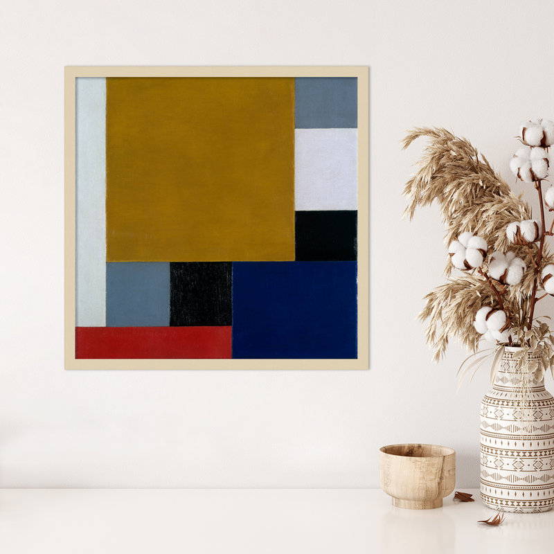 "Composition 22", impression encadrée sur papier par Theo Van Doesburg, H 25 po x l 25 po, Brun