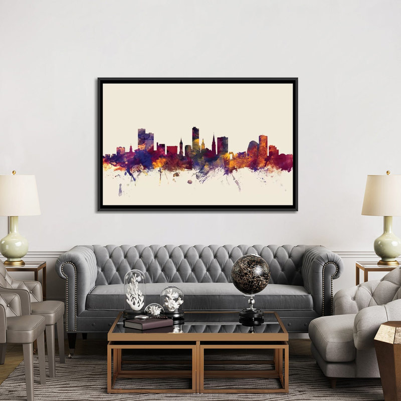 Série d’horizons : leicester, angleterre, royaume-uni, impression sur toile tendue beige, H 40 po x l 60 po x P 1,5 po