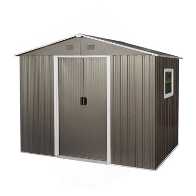 Spacious Outdoor Metal Storage Shed With Window And Sturdy Foundation