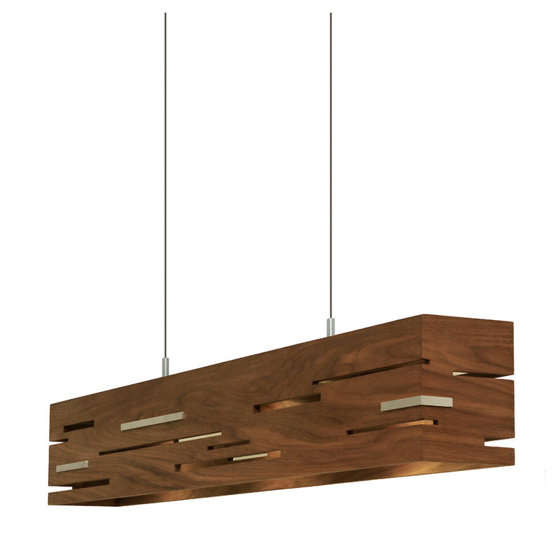 Aeris Linear LED Pendant - 2700K, Brushed Aluminum, 7.5" H x 54" W x 5" D, Walnut