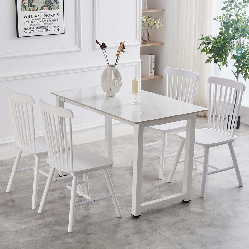 4 Pieces Of Solid Wood Dining Chair, White