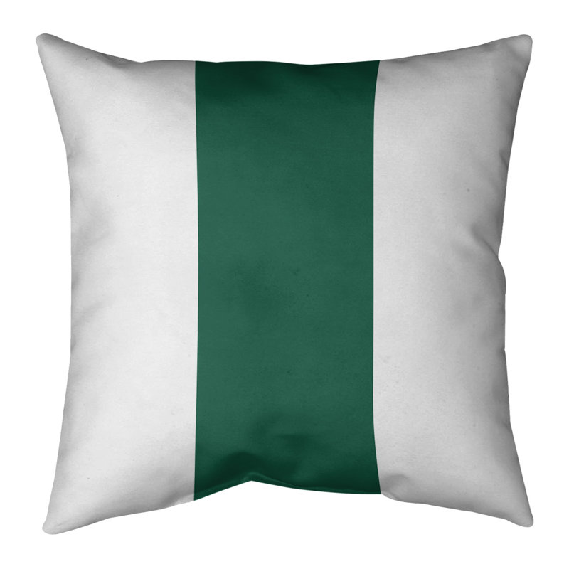 Housse de coussin, 20 po x 20 po, Blanc / Vert, Sergé de coton