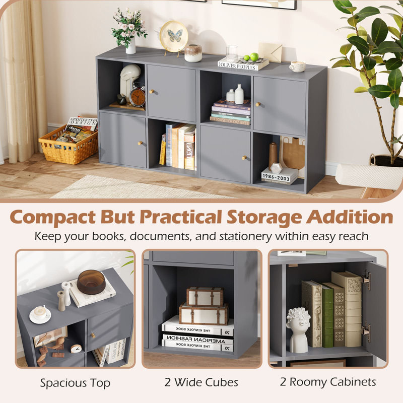 60cm H x 60cm W Cube Bookcase, Grey