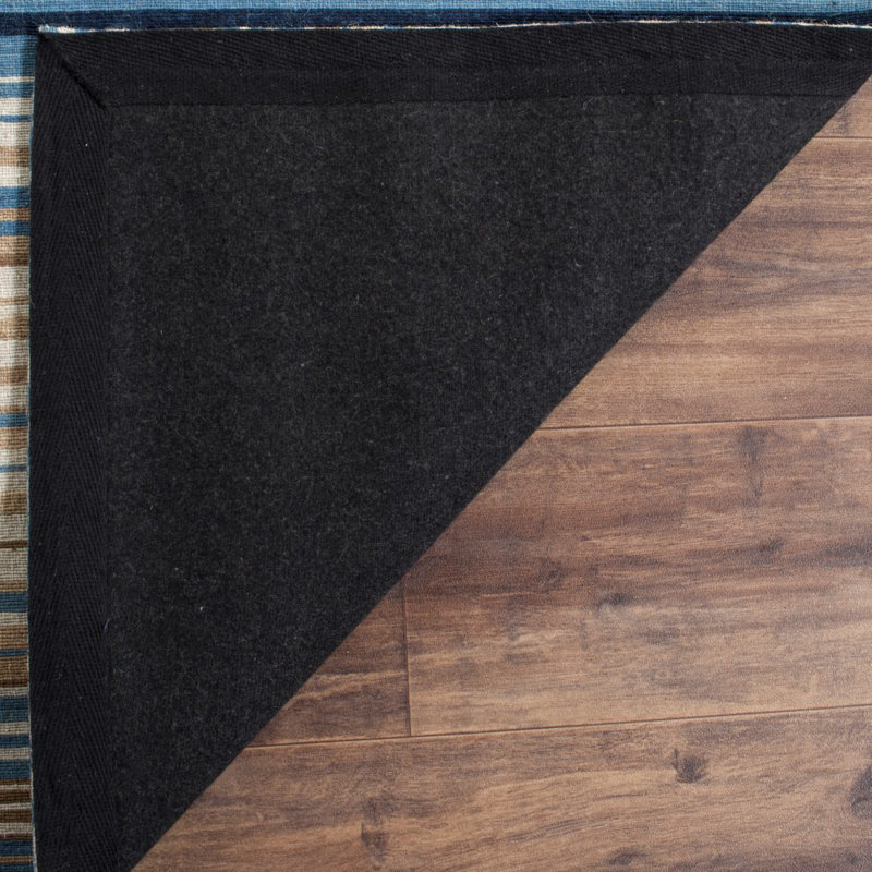 Marbella Blue and Beige Hand Loomed Wool Rug 4' x 6'