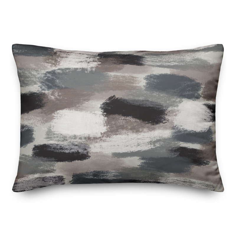 Abstract Outdoor Reversible Throw Pillow, Gray